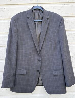 Collection by Michael Strahan Blazer Sport Coat Mens Blue Plaid 46R Stretch Wool